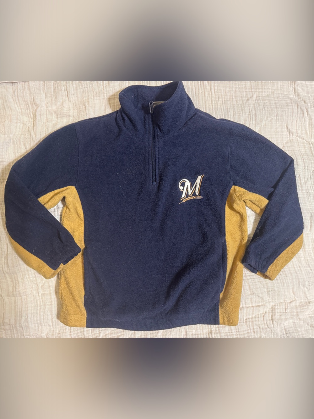 Genuine Merchandise Navy and Gold Milwaukee Brewers Half-Zip Fleece